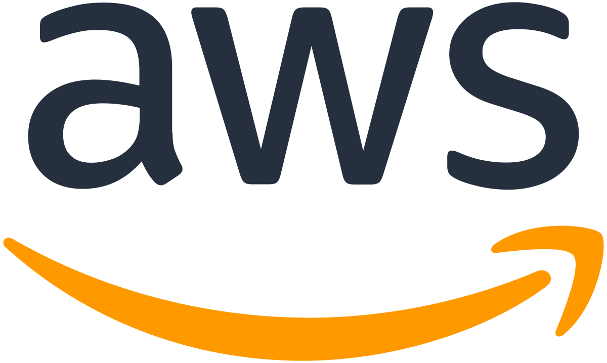 The logo of Amazon Web Services (AWS), featuring the lowercase letters “aws” in dark blue with a curved orange arrow beneath them, set against a white background.