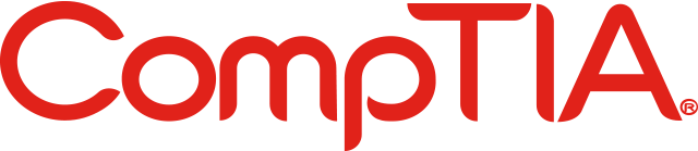 Logo of CompTIA featuring the word “CompTIA” in bold stylized text, typically displayed on a square red background.